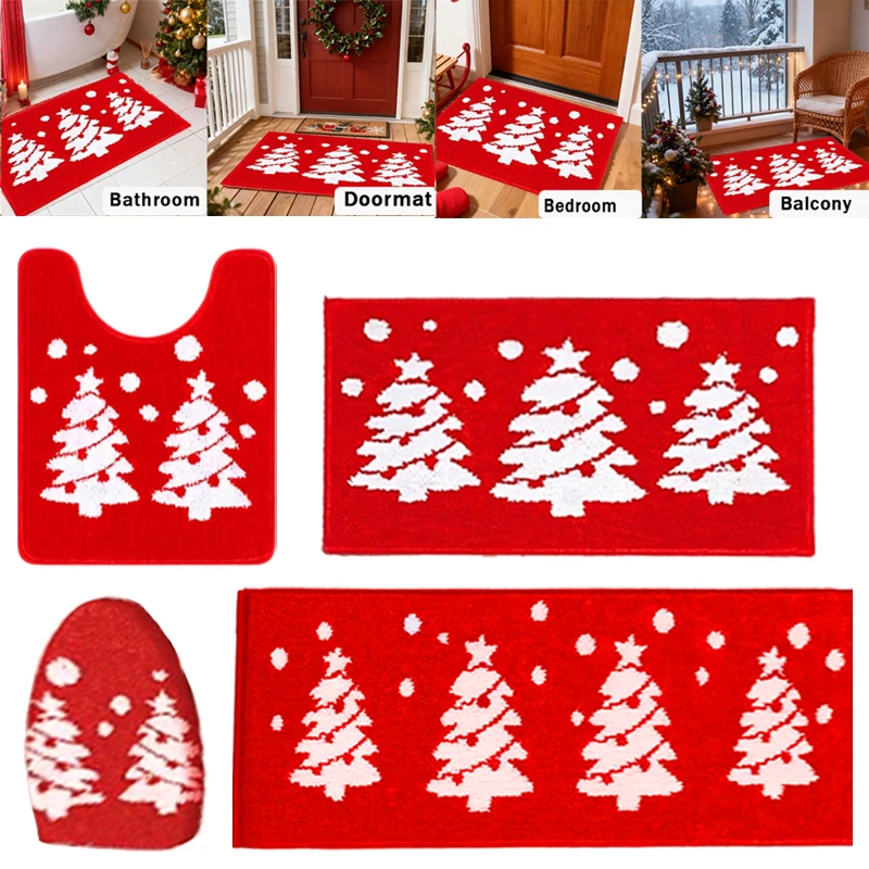 

Christmas Mats Imitation Cashmere Carpet Bathroom Room Living Room Absorbent Non Slip Floor Mat Carpet Door Mat Home Party Decor