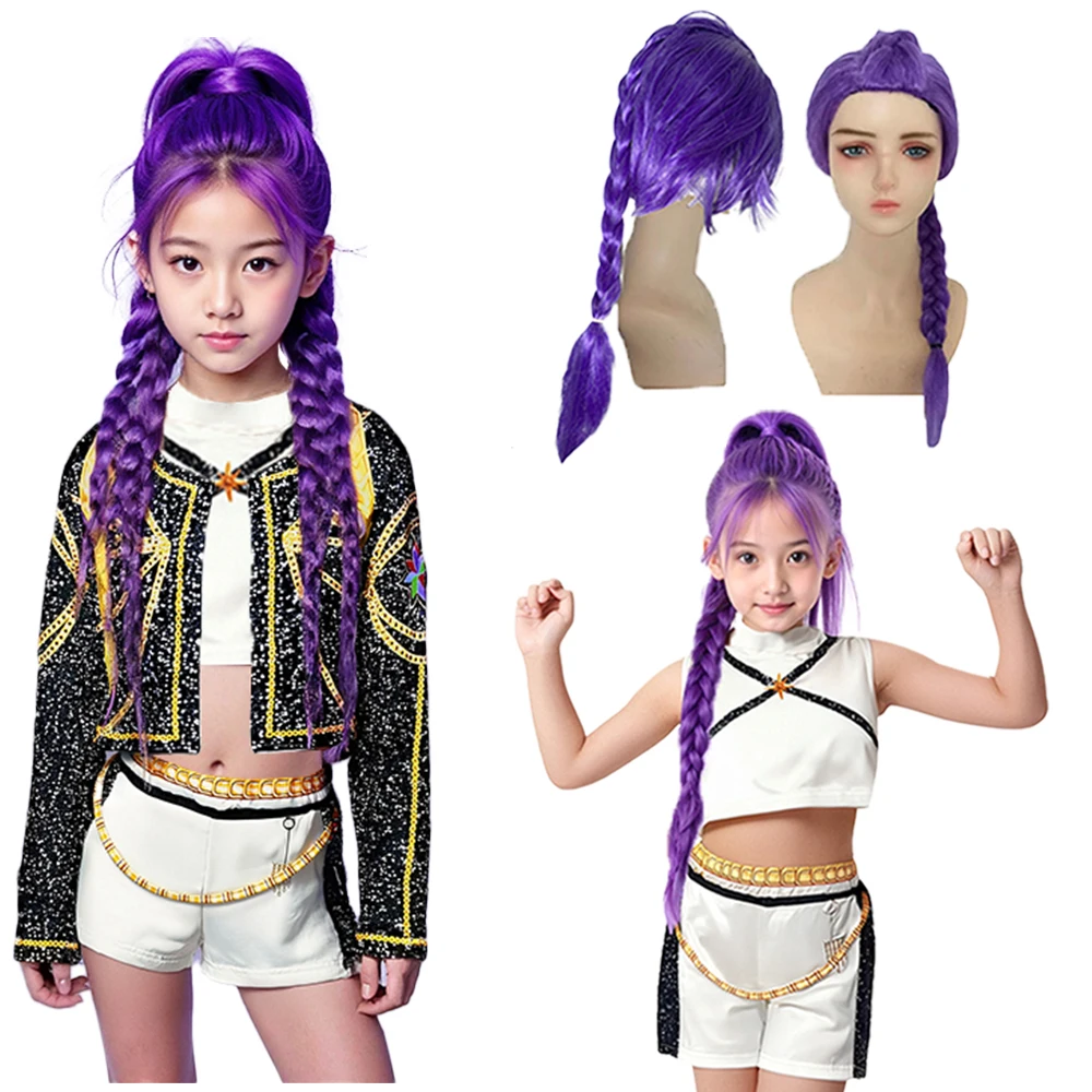 Halloween Costumes Kpop Warrior Costume 3Pcs Rumi Cosplay Clothing Wigs Idol Star Kpop Anime Stage Performance Christmas Outfits