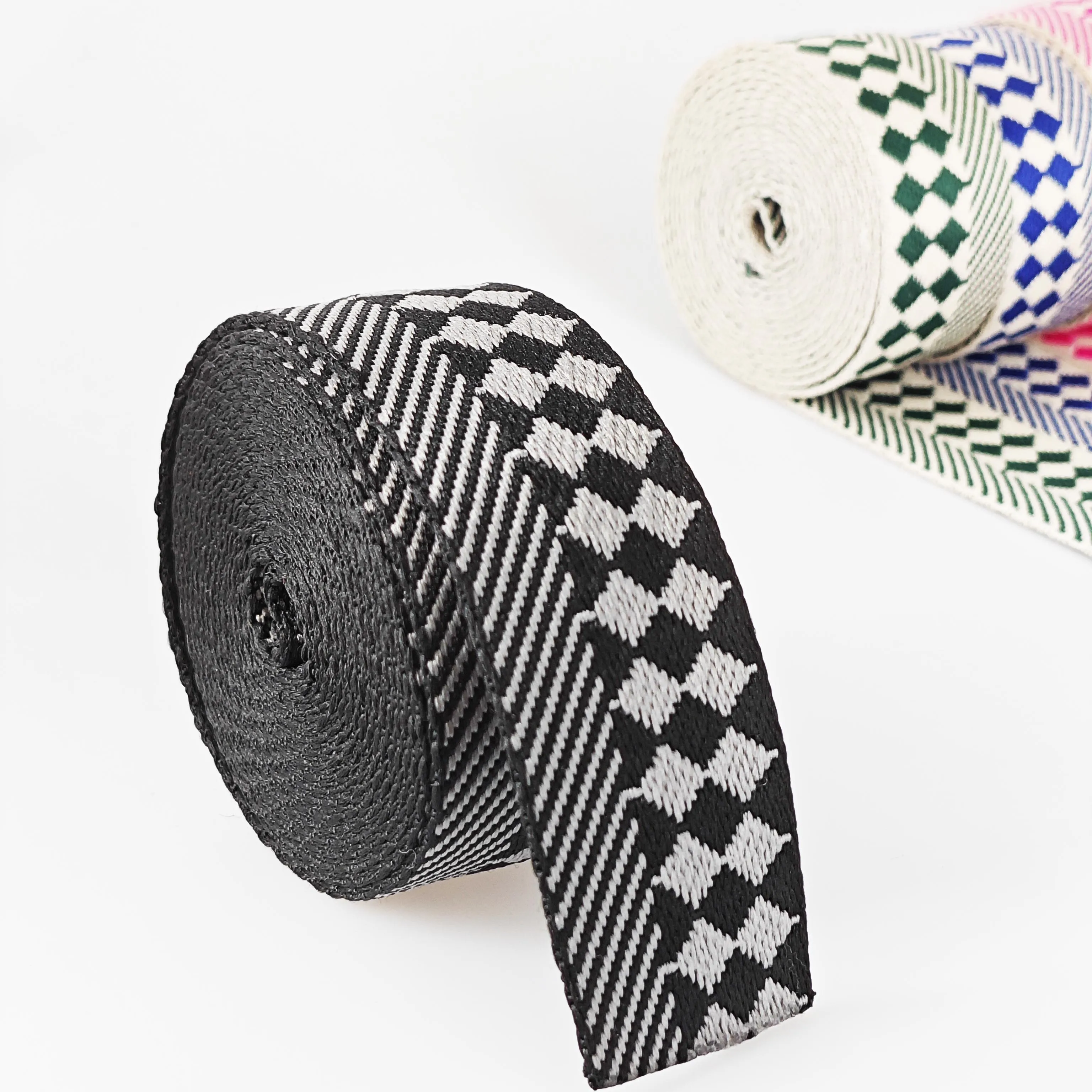 3 Yard 1.5 inch/3.80cm Double Check Pattern Jacquarded Webbing Strap For Purse Bag DIY Crafting