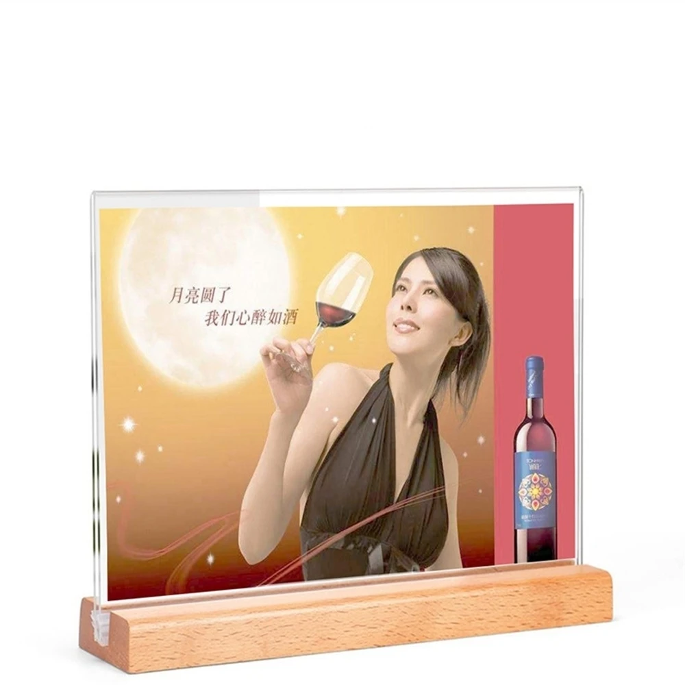 A6 Table Top Acrylic Sign Holder Display Stand Double Sided, Bottom Load, Portrait Style Menu Paper Ad Photo Picture Frame