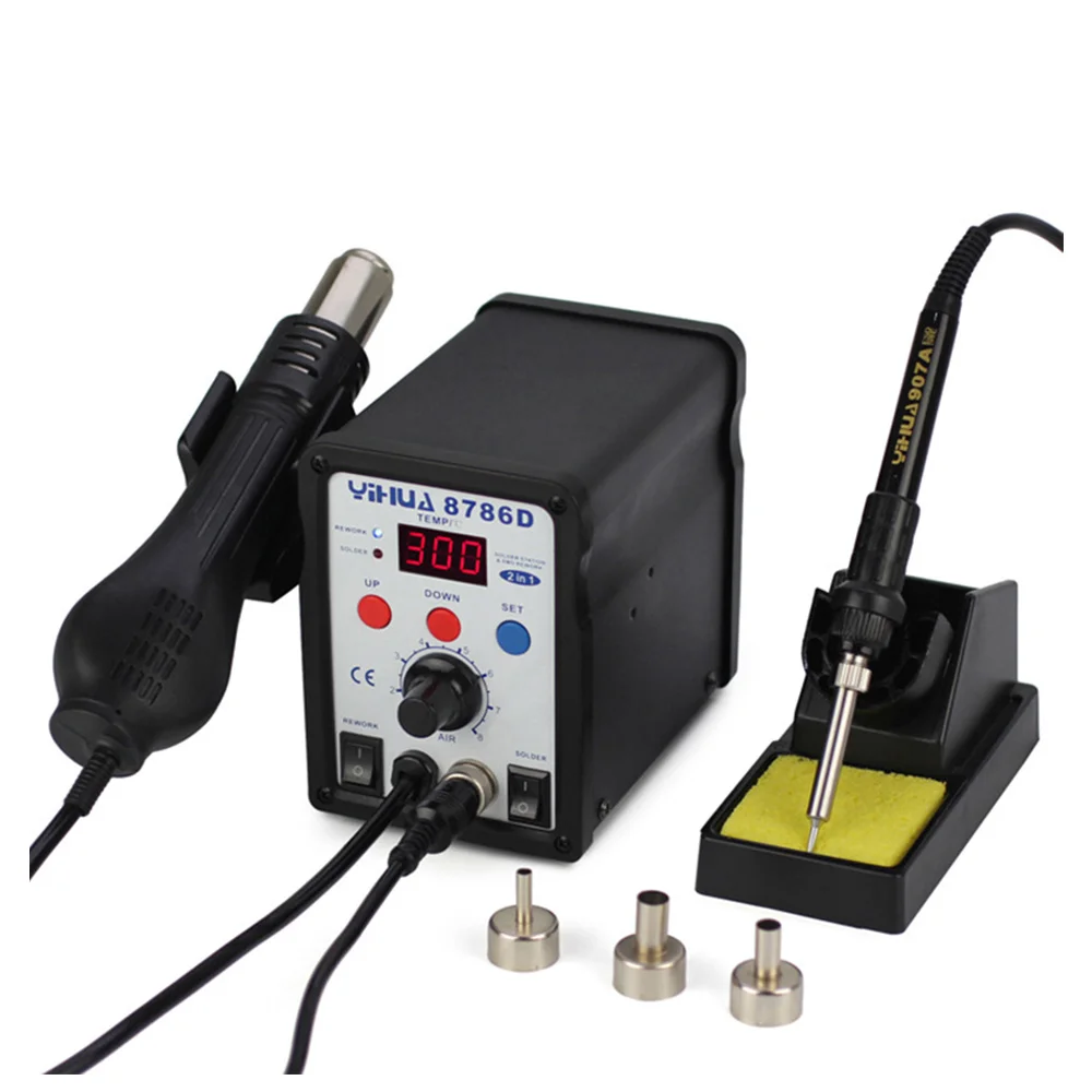 LED Rework Station Hot-air Desoldering Station 2-in-1 Digital Display YIHUA 8786D Soldering Station Blower Heat Gun 700W