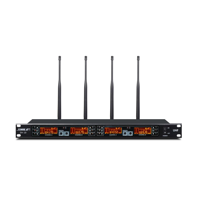

High-grade UHF 1 Drag 4 Microphone U-segment Receiver Long-distance Reception Wireless Mic with Collar