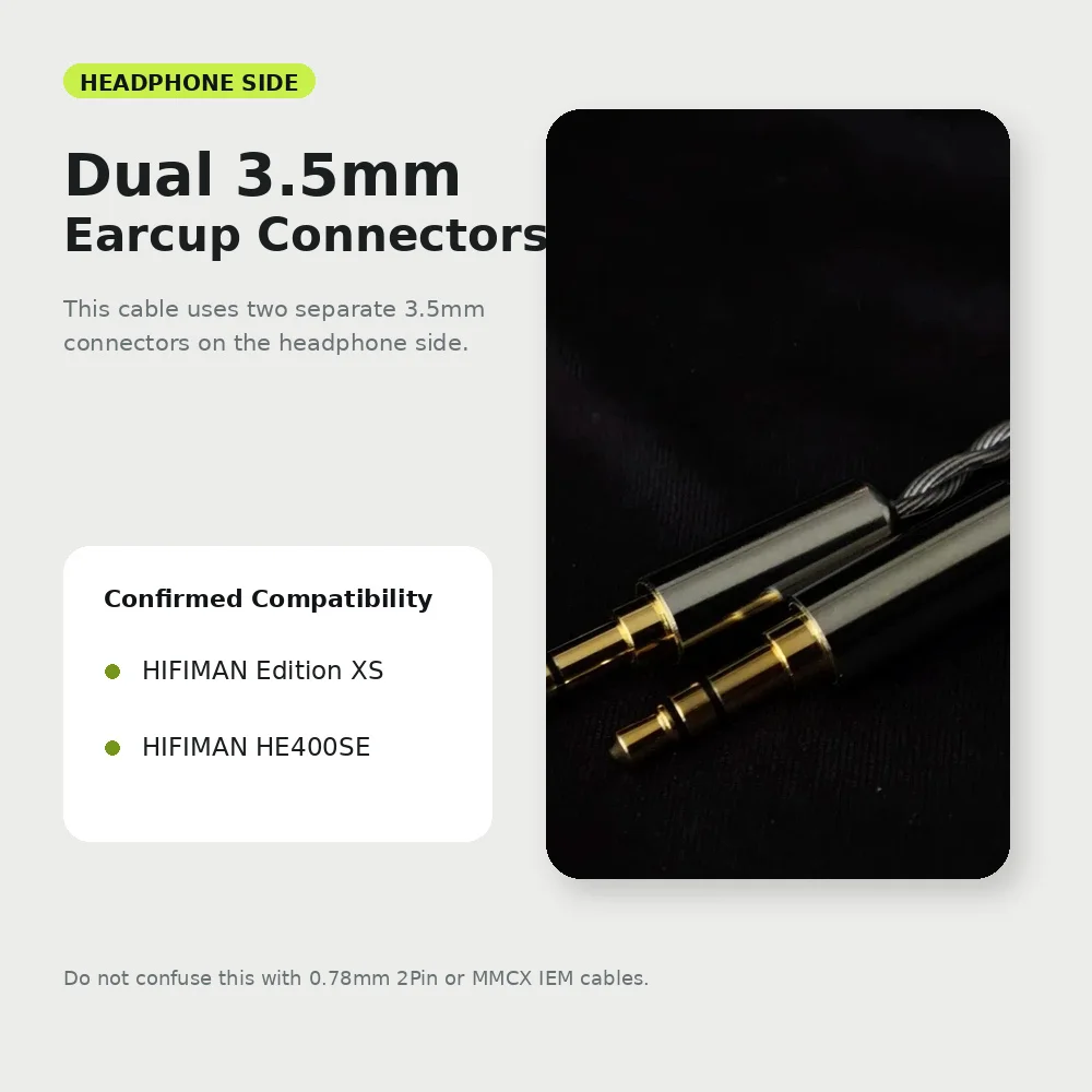 Dual 3.5mm Planar Headphone Cable Compatible with HIFIMAN Edition