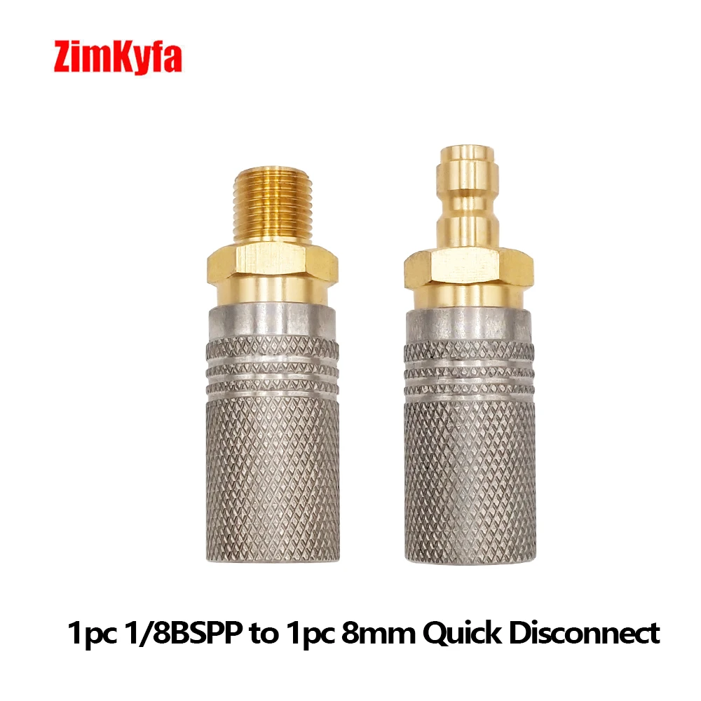 1/8BSP (G1/8) Extended Air Charging 8mm Quick Release  Disconnect Adapter Socket  Coupler Stainless Steel and Copper