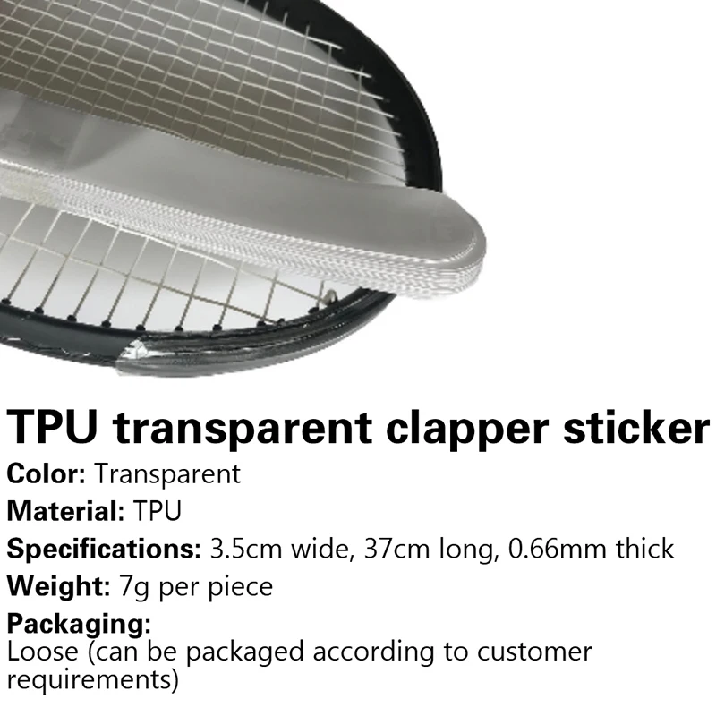 Transparante Tennisracket Hoofdbeschermer Om Te Voorkomen Dat Het Racketframe Krassen Op Natte TPU Single 37Cm.