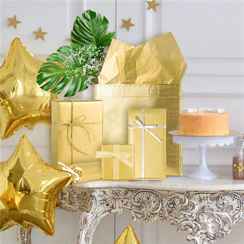 

Gold Tissue Paper, 600 Sheets Metallic Gift Wrapping Paper For Birthday Party,Anniversary Valentine's Day Decoration