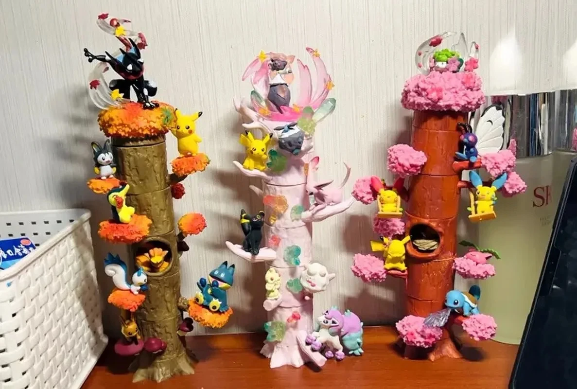 Hot New Pokemon Toy Tree Stump Anime Figure Halloween Gengar Pocket Monster Pikachu Desk Model Forest Figurine Dec Children Gift