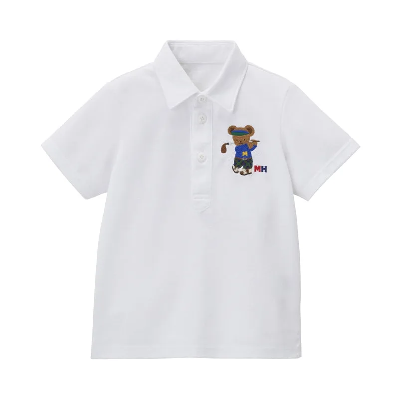 New Summer Boys Polo Shirts Cartoon Golf Bear Short-sleeved  T-shirt  Korean Children\'s Tops Boy Clothes Japanese Kids Clothing