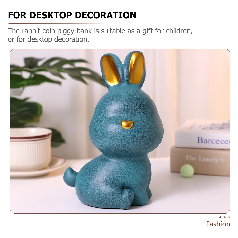 バニーラビット貯金箱丈夫な樹脂製マネージャー子供向け貯蓄習慣を教えるかわいい貯金箱デスクトップデコレーション