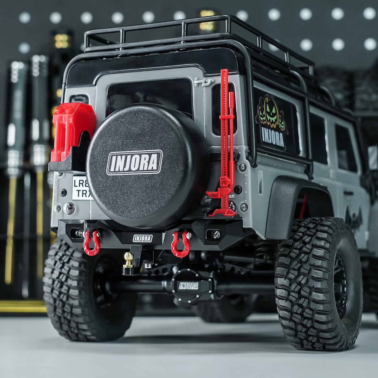 INJORA-CNC Amortecedor dianteiro e traseiro de alumínio com luzes, TRX4M, Defender Upgrade, 1/18 RC, 4M-88