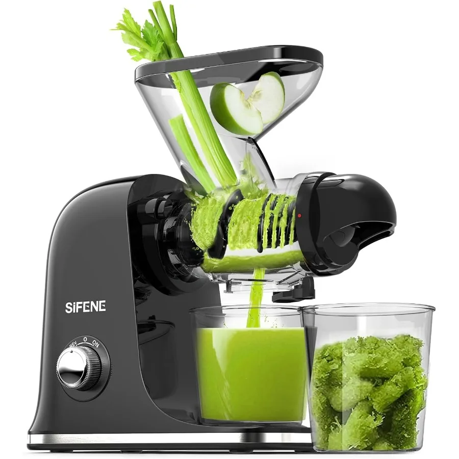 

Slow Masticating Juicer,Dual Feed Chute,Easy Assembly&Clean,Quiet Cold Press Juicer High Yield for Celery,Carrots, Leafy Greens,