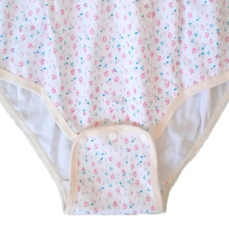 Pure Cotton Printed Pattern Adult Panties Snap Printing Underwear ABDL Diaper Pants Loose Soft Comfortable Home Briefs