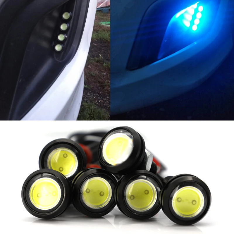 10 adet/paket 23/18 MM araba kartal göz DRL Led gündüz farları LED 12V yedekleme ters park sinyal otomobiller lambalar