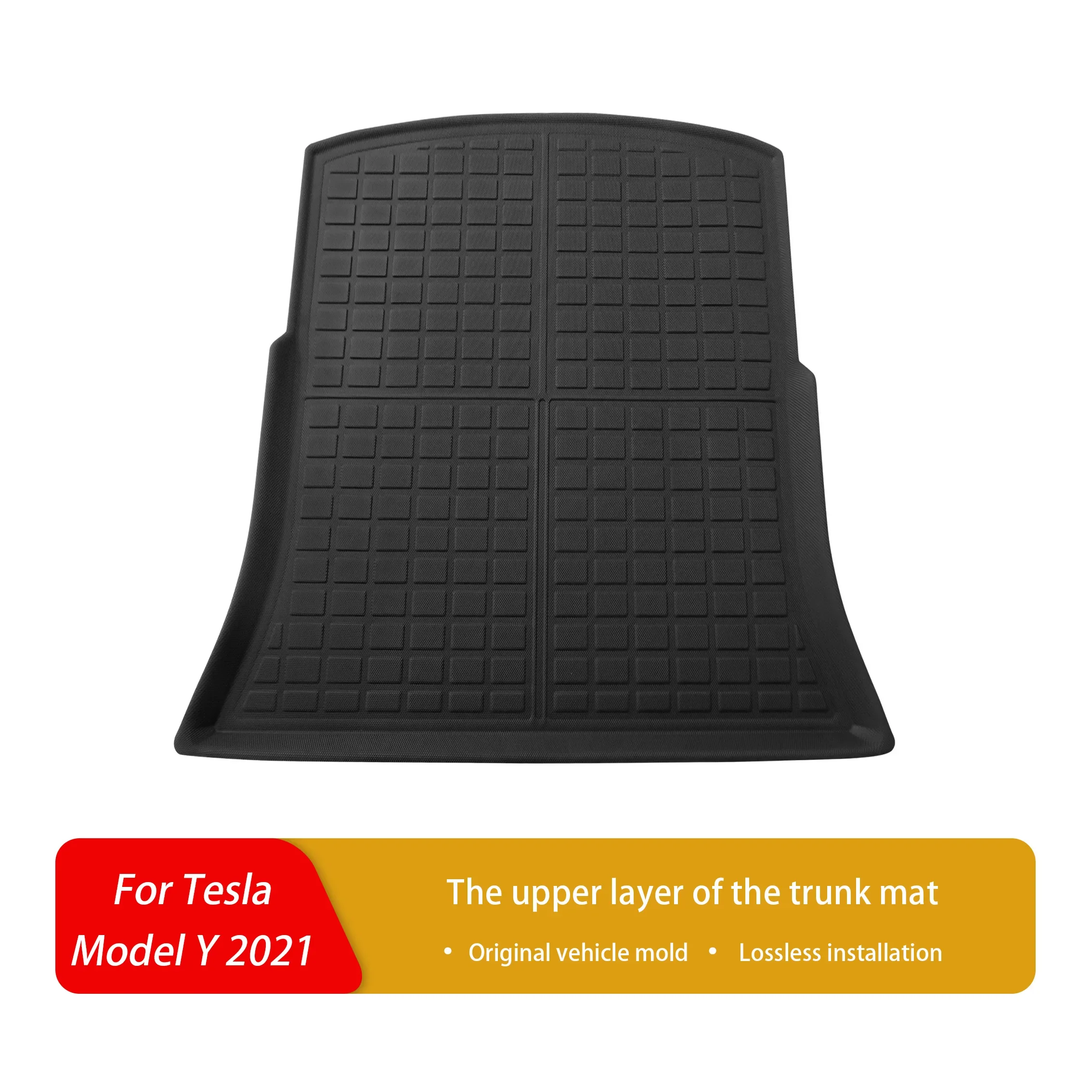 Suitable for Tesla Model Y 2021 – Lightweight XPE upper trunk mat, durable, waterproof, easy-clean.