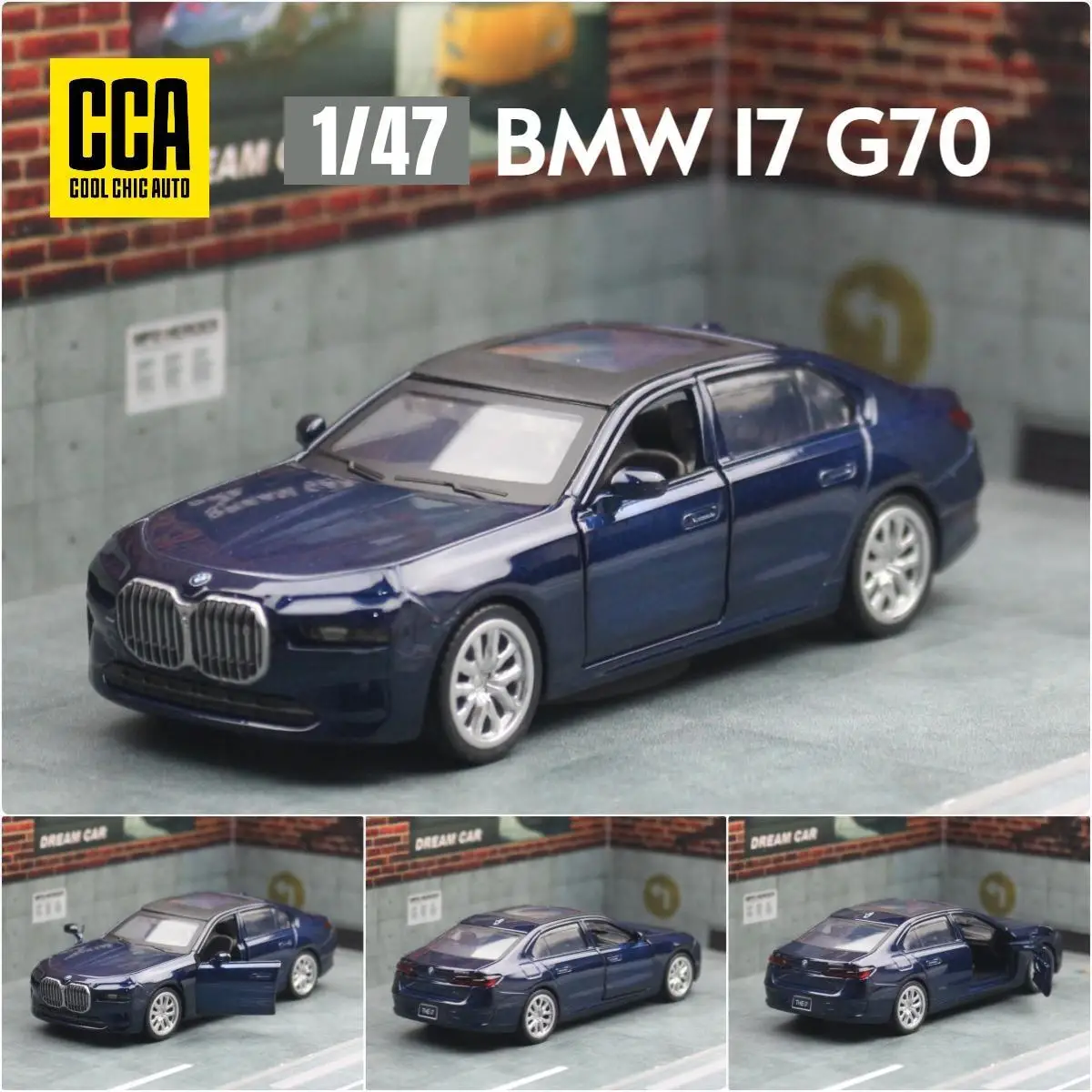 1/47 BMW I7 G70 Toy Car Model CCA Diecast Metal Miniature Pull