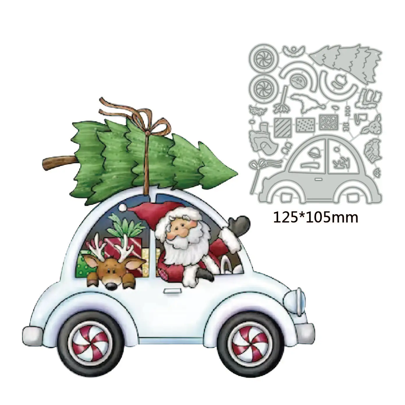 2023 New Metal Cutting Dies Santa Claus Car Elk Decoration Scrapbooking Emboss Clipbook Template Greeting Card handmad Dies