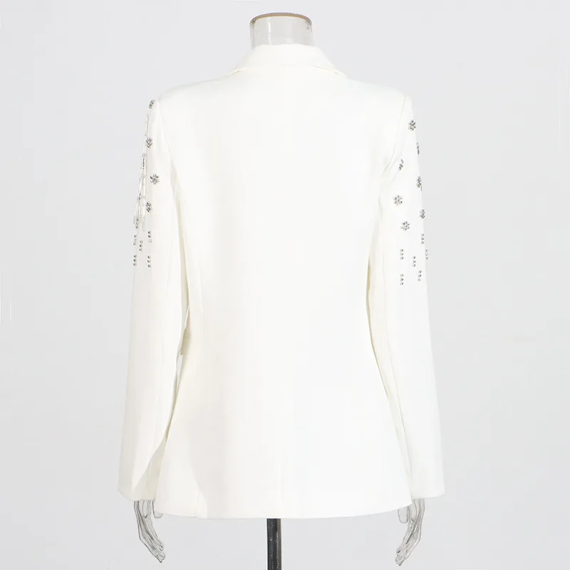 FANAN Moda Nappa Design Vita raccolta Blazer per le donne Giubbotti con diamanti impiombati Cappotti streetwear Donna 2025 Primavera Nuovo