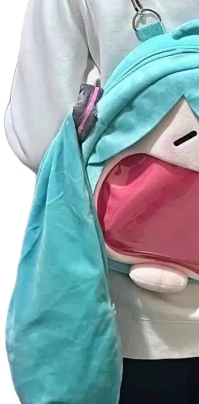 

Креативный плюшевый рюкзак-итабэг с прозрачной сумкой для аксессуаров в стиле аниме Hatsune Miku, игрушки и подарки на день рождения для пар