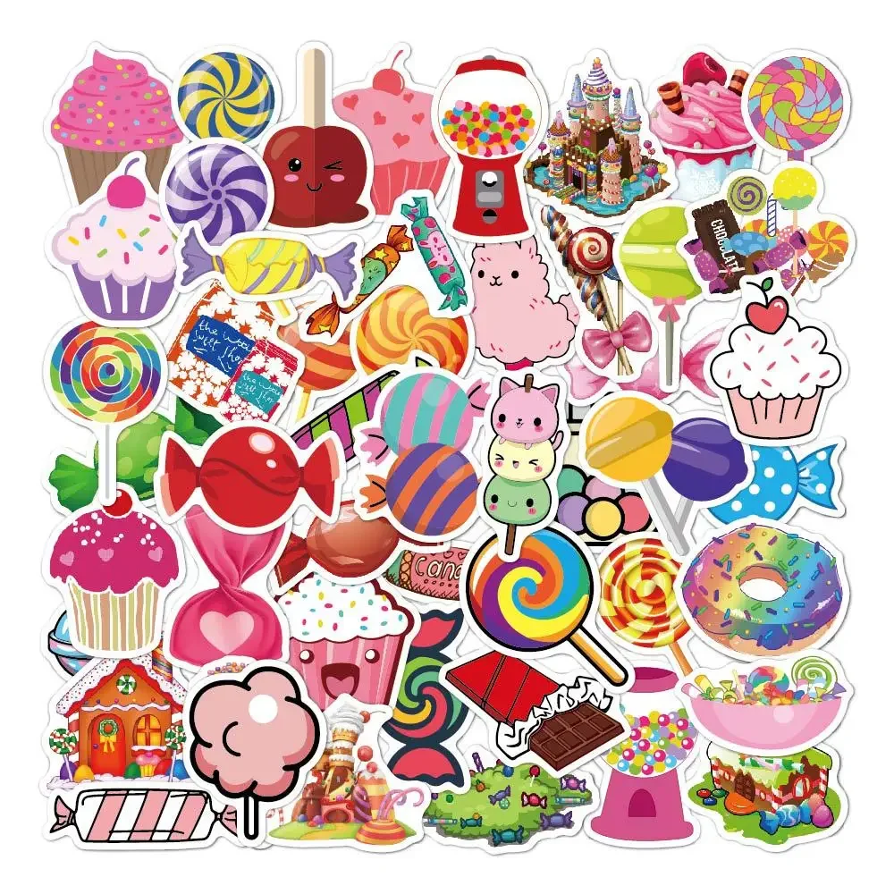 Candy Stickers For Water Bottles 50PCS Cute Vsco Vinyl Laptop Stickers Waterproof and Perfect Stickers for Kids Teens