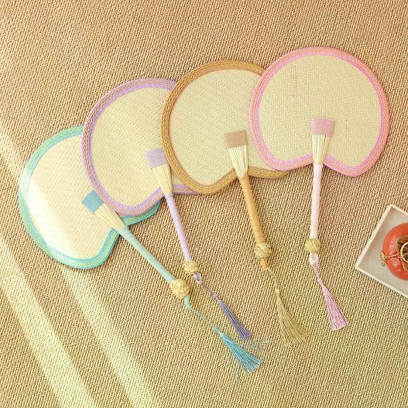 (Handmade Natural Straw Palm Fan Woven Handheld Fan Portable Summer Cooling Fans For Party Wedding Camping Home Decoration)