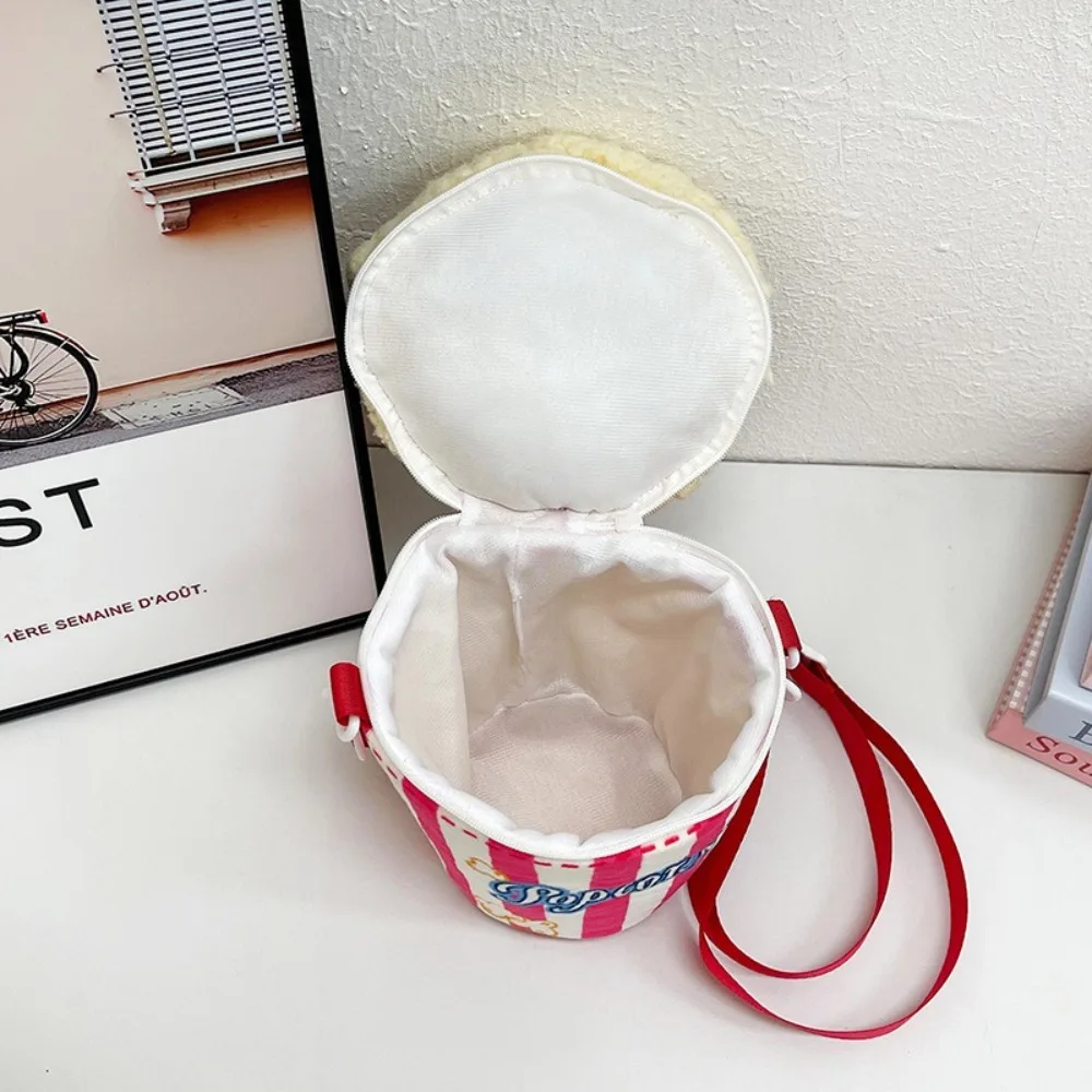 Cute Vintage Popcorn Bucket Bag Portable Casual Small Popcorn Sling Bag Adjustable Strap Versatile Coin Purse image 3