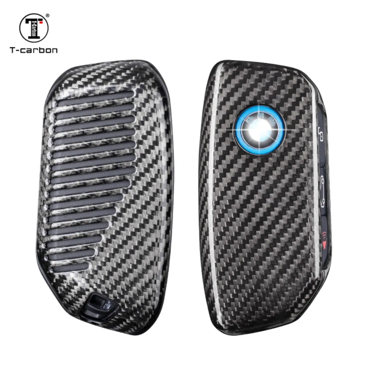 Carbon Fiber Car Key Case Cover Fit For BMW 2023 7 Series I7 G07 LCI XM X7 G07 U11 Key Holder Interior Accessories T-carbon