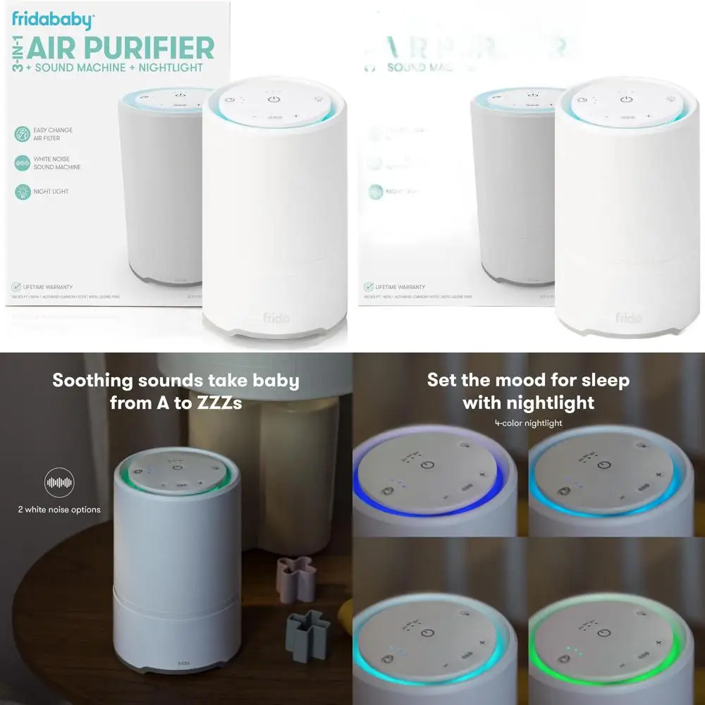 

Очиститель воздуха для малышей 3-в-1 от аллергии с функцией звукового устройства, ночником, HEPA-фильтром, 3 скоростями и таймером