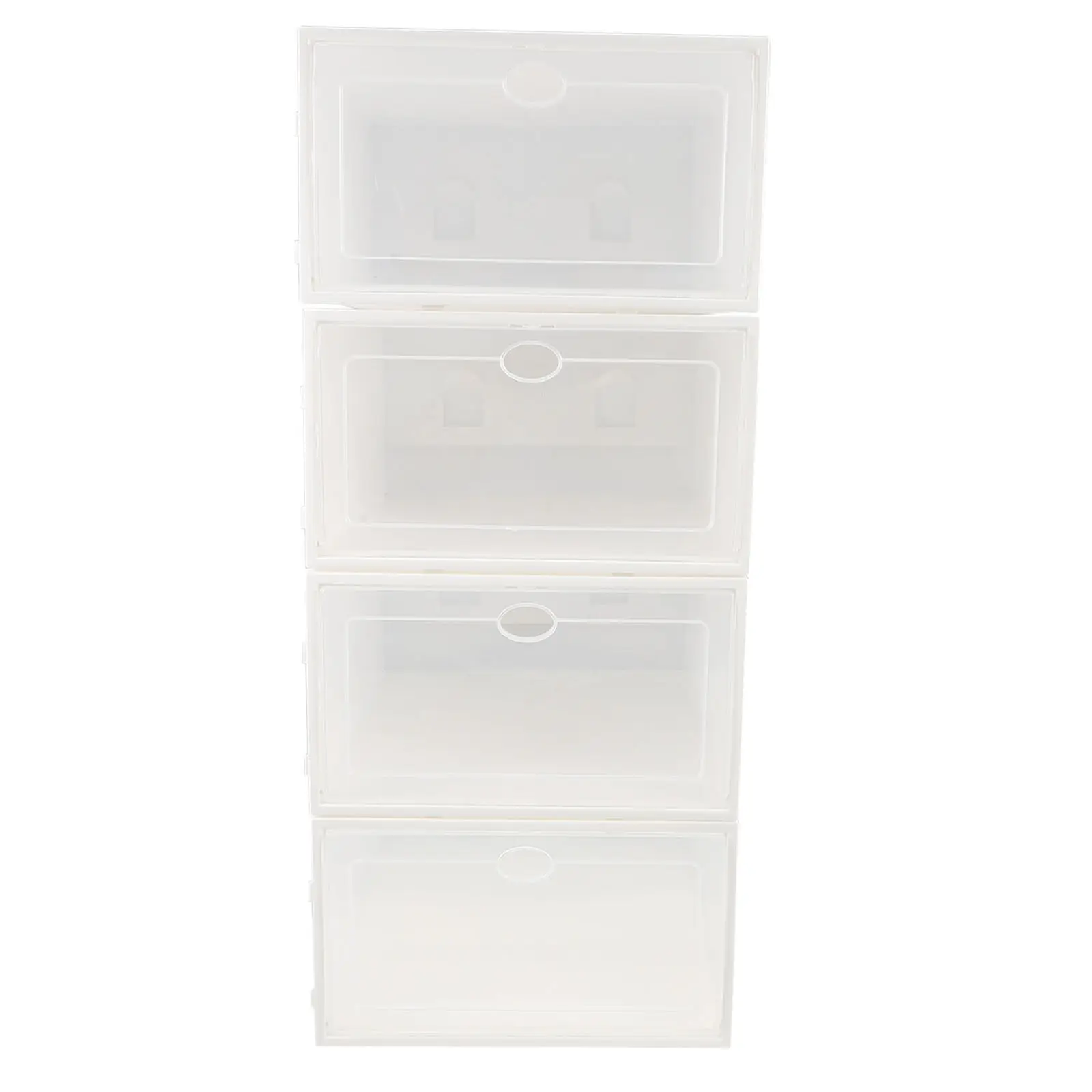 

4Pcs Shoe Storage Boxes Clear Plastic Containers Heavy Load Bearing Capacity Easy Open Close Design for Closet Organization