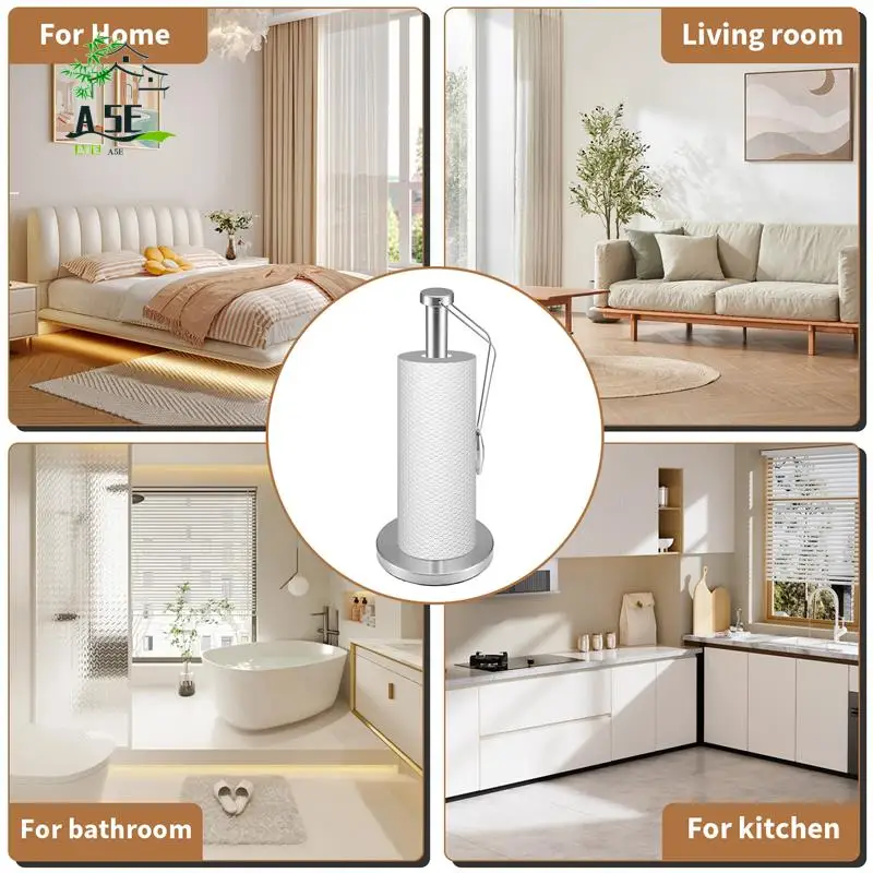 

A05E-подставка для держателя бумажных полотенец с основанием для кухни, диспенсер для бумажных полотенец из нержавеющей стали, предотвращает падение рулонов бумаги