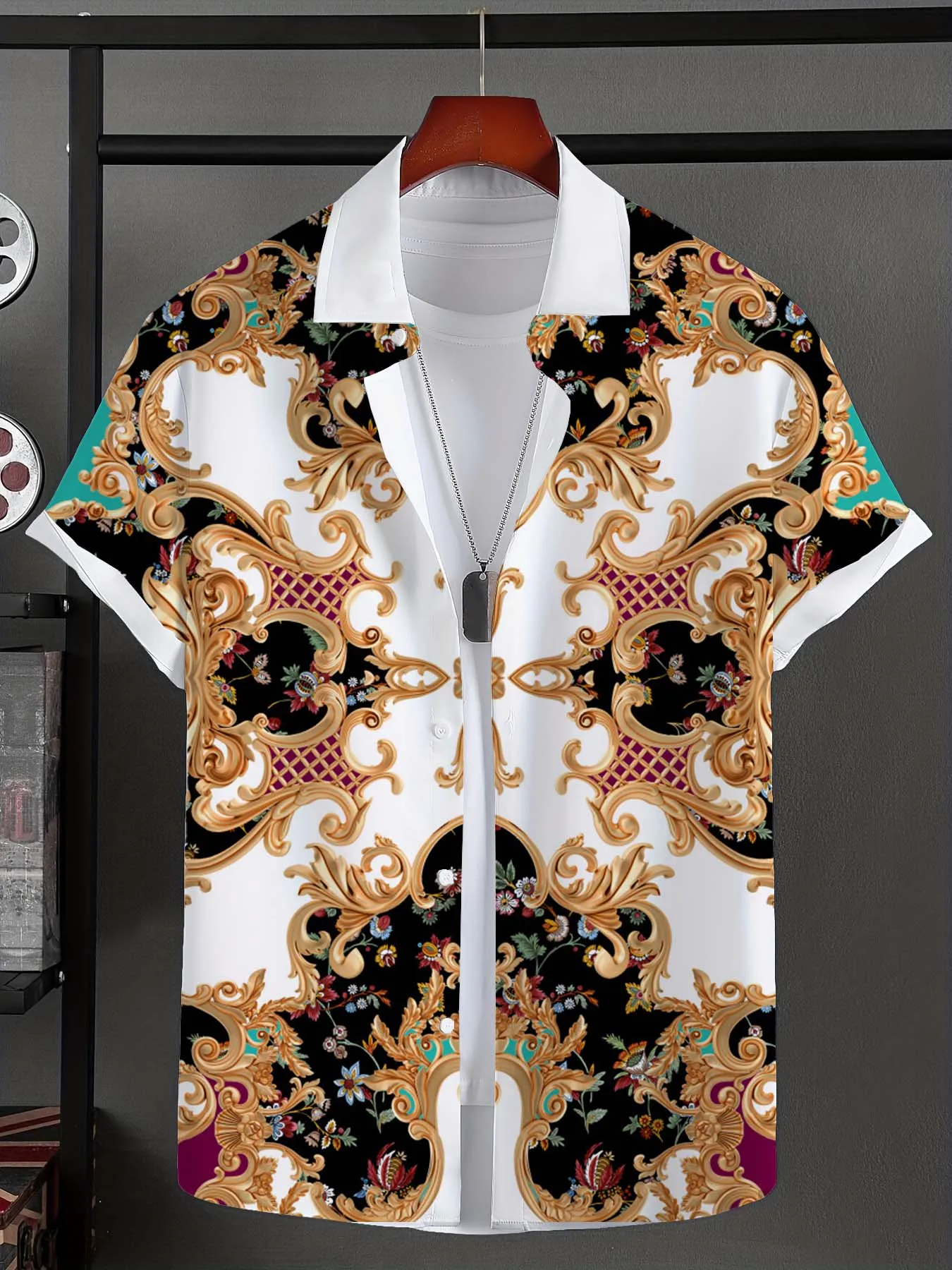 

New Vintage Ethnic Patterns Hawaiian Shirt Man Women Button Down T Shirts Casual Short Sleeve 3D Print Tops Luxury Man Clothing