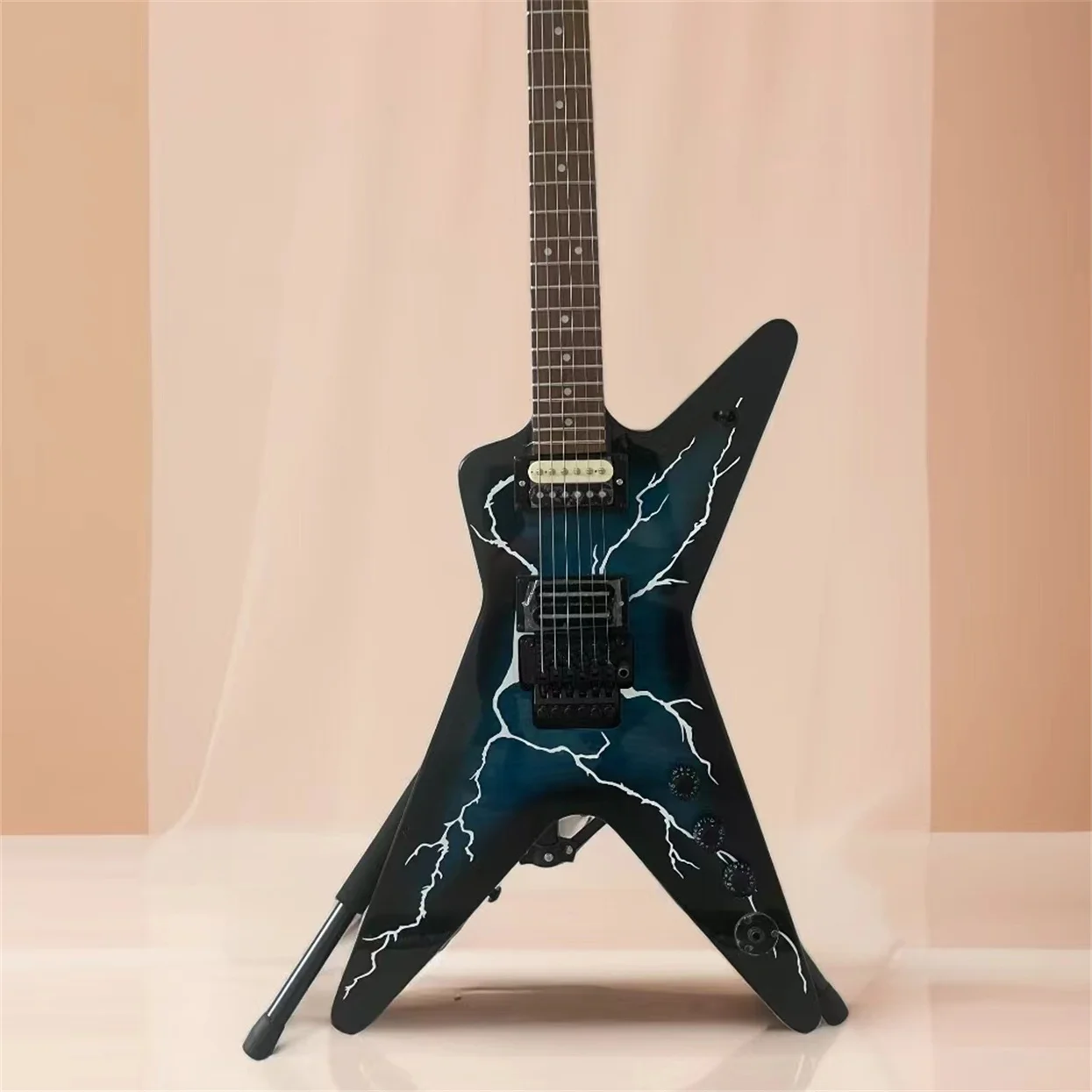 JTouriste Électrique Dimebag Personnalisé Haut de Gamme, Modèle Signature, Vibrato Swing, Panneau Bleu Foncé