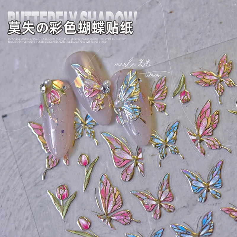 3D Nail Art Butterfly Pattern Bronzing Sticker translucent Self-Adhesive Decal Design Nail Stickers Manicure Decoration