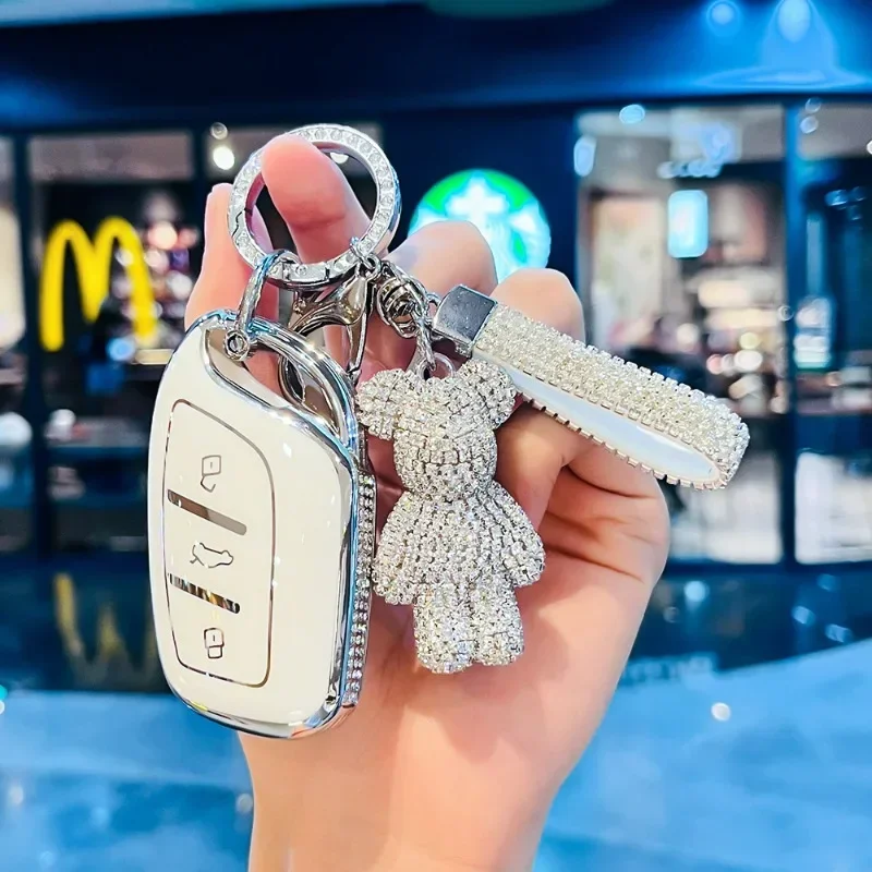 Car Key Case Cover for MG5 MG ZS MG6 Pro HS GS One MG5 Sharp Key Shell Keychain Holder Car Interior Accessories
