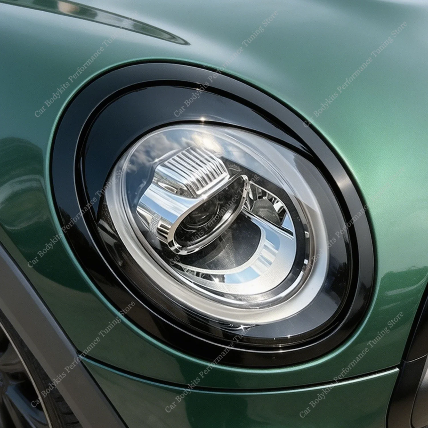 Image of Für Mini F55 F56 F57 2 Stück ABS Glänzende Scheinwerfer-Augenbrauen Augenlider Zierleisten Cooper/Cooper S/JCW 2014-2024 3D Aufkleber