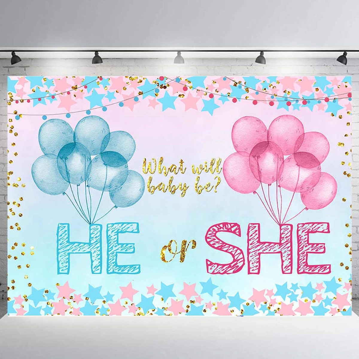 Gender reveal Baby shower Backdrop for Photography He Or She Party Background Baby Shower Decoration Studio customize vinyl