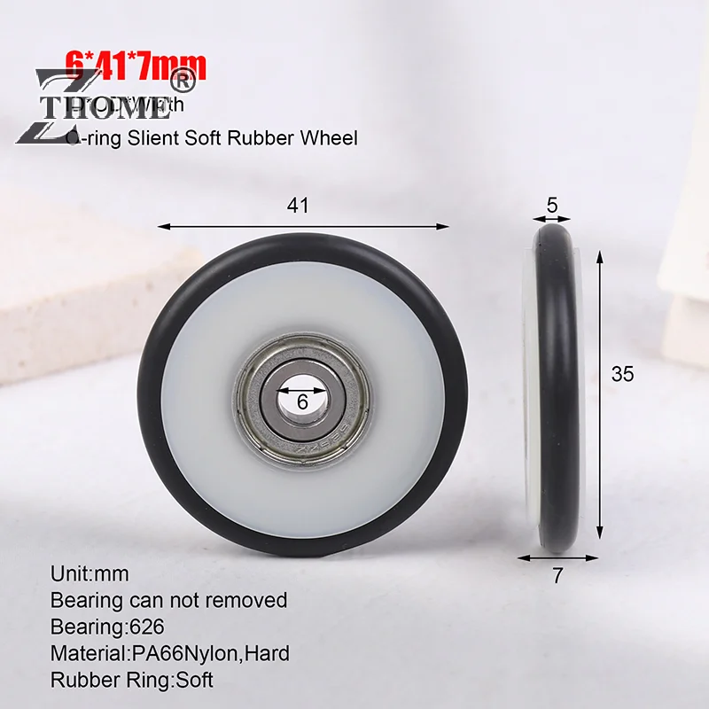 6*41*7mm Buna-N Rubber O Rubber Ring 626 Bearing Moving Pulley Rubber Roller Mute Elasticity Roller Pulley