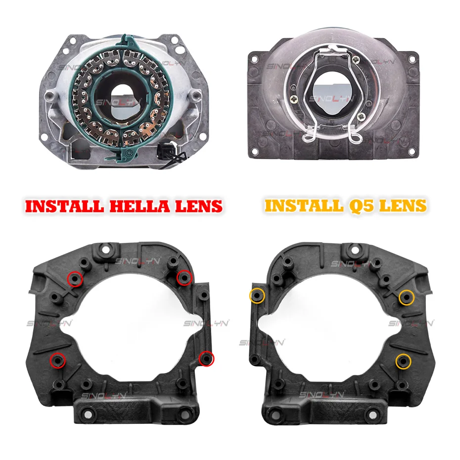Sinolyn Upgrade Kit For VW Polo 6C 2014 Halogen Headlights U Led DRL D2S D2H Bi Xenon Projector Lenses Turn Signal For Hella 3R