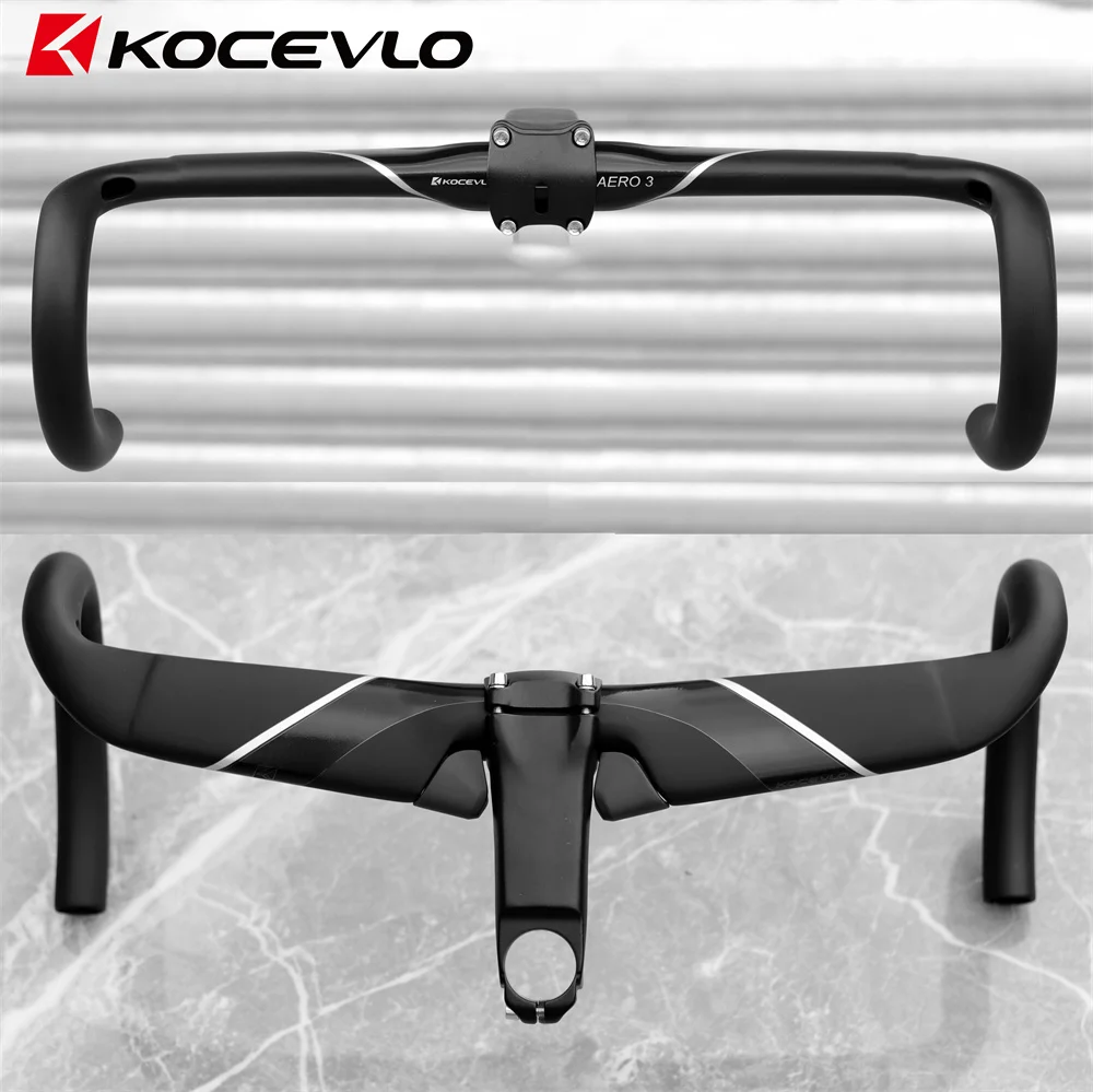 KOCEVLO carbon fiber bicycle Aero 3 handlebar Reduce resistance bent bar bike parts 380/400/420/440mm inner routing handlebar