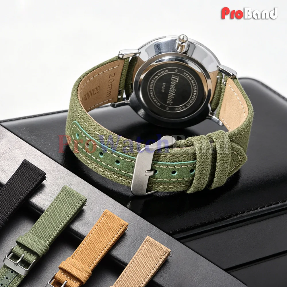

High Quality Quick Release Nylon Watch Band 20mm 22mm Canvas Sailcloth Straps Sport Bracelet Universal Men Women Khaki Wristband