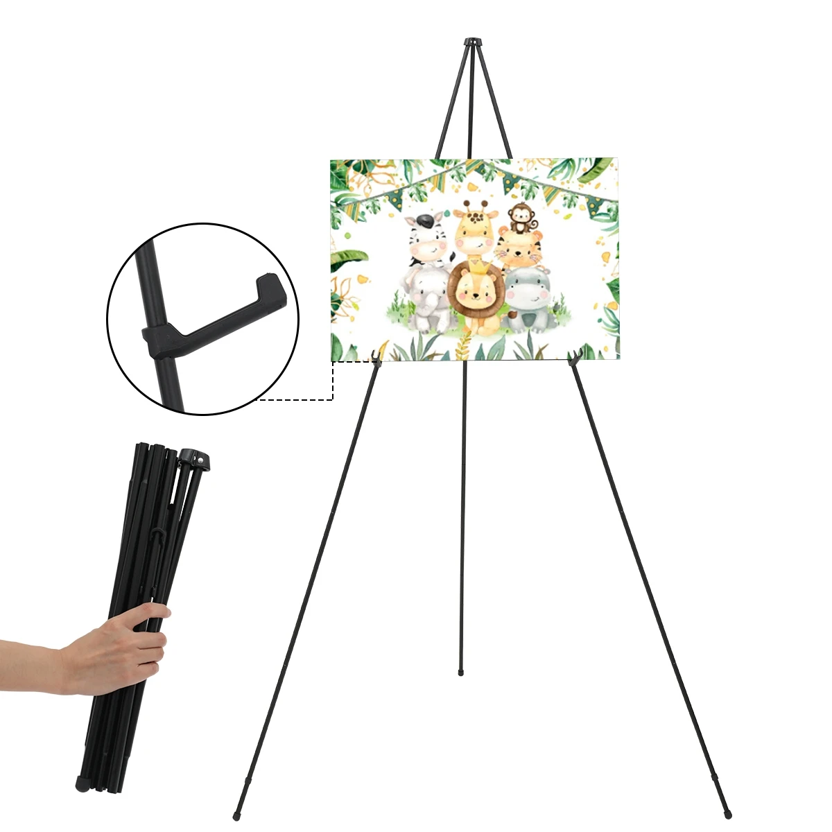 

Black Telescopic Folding Easel Birthday Party Decor Kids Adults Favors Gifts Tripod Display Stand Outdoor Travelling Ornaments