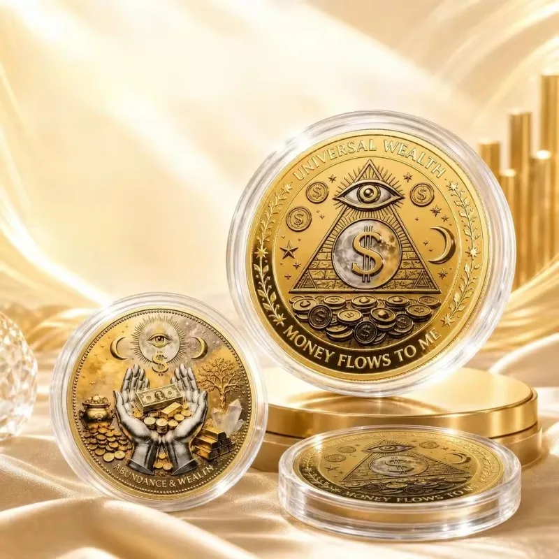 God's Eye Lucky Wealth Commemorative Coin Attracting Fortune Making Wishes Golden Plated Collectible Token Decor Gift