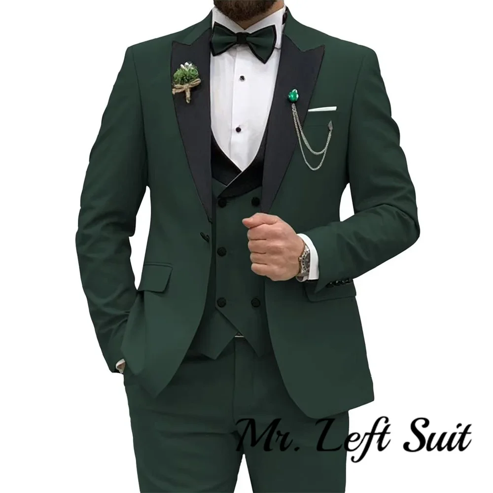 

Men Slim Fit Suits 3 Piece Double Breasted Suit Men Wedding Prom Party Business Blazer Vest and Pants