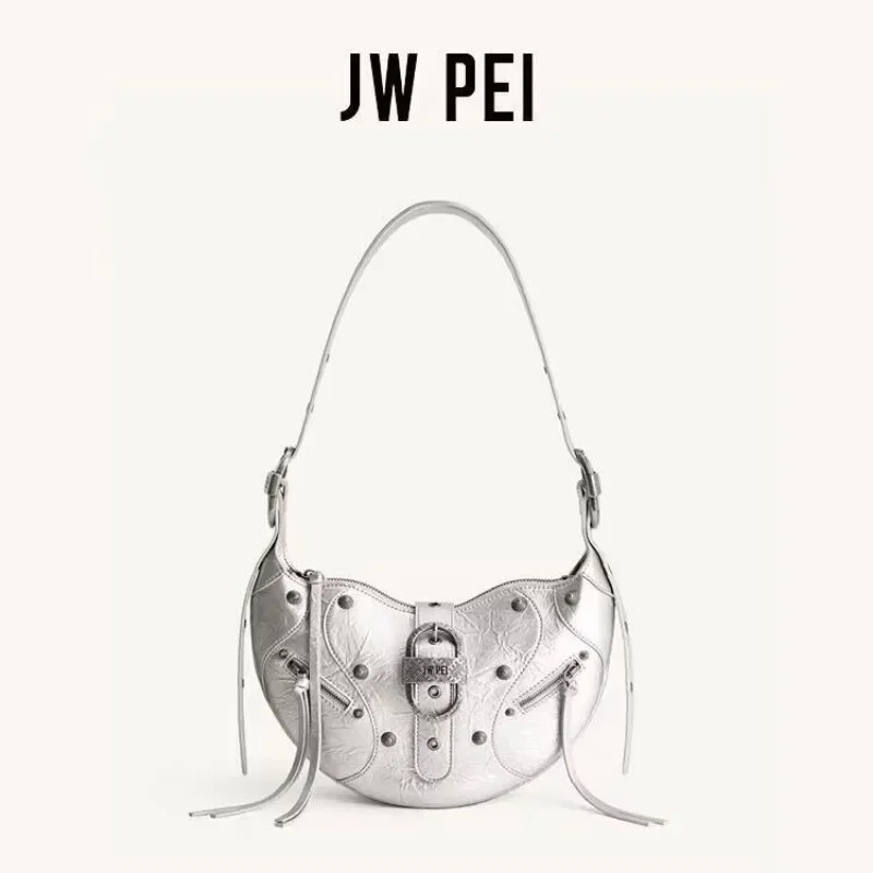 Jw pei chifre de vaca 2023 nova moda feminina motocicleta axilas saco avançado deslocamento ombro único crossbody saco marca moda