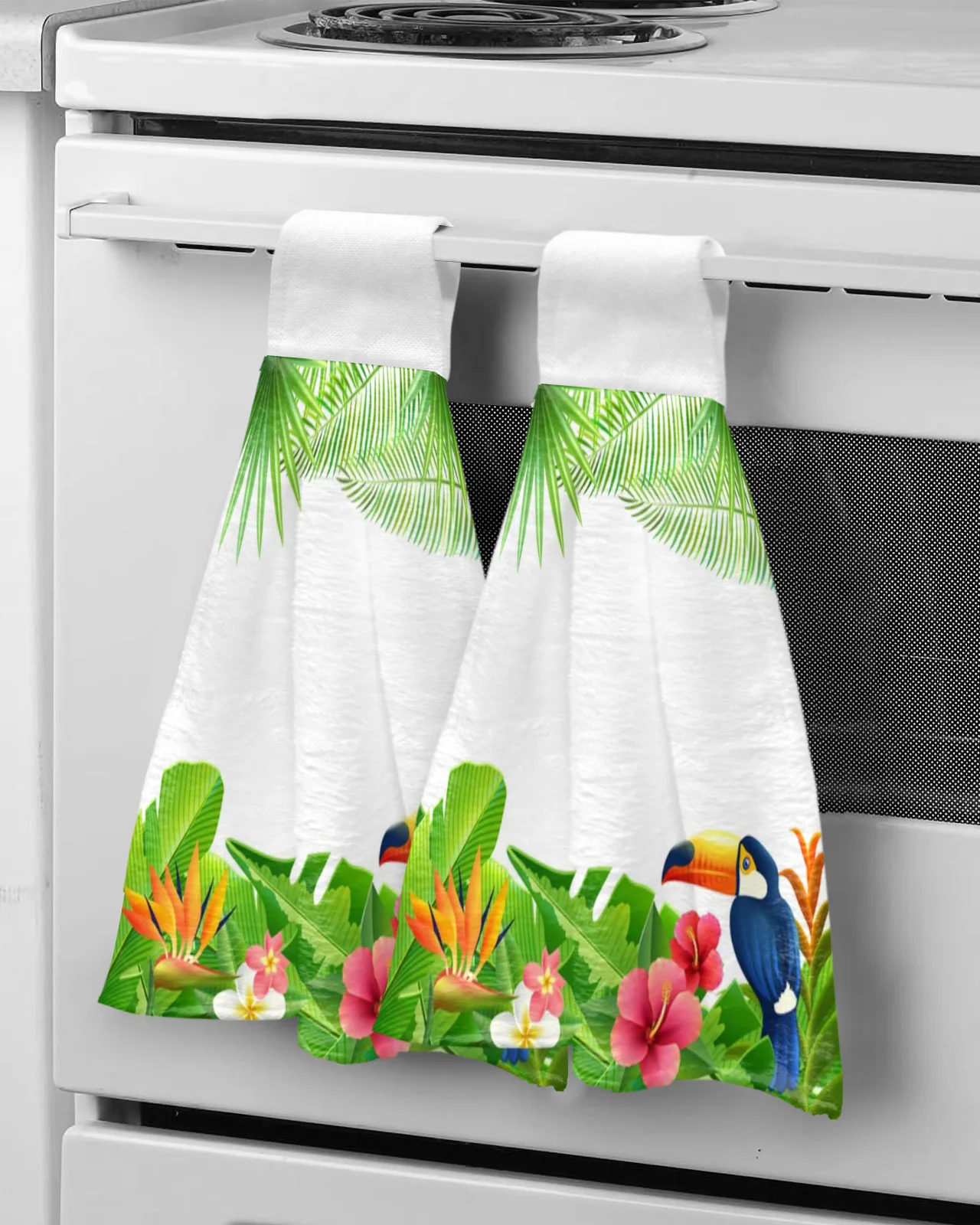 Tropical Foliage Flowers Toucan Hand Towels For Bathroom Absorbent Microfiber Kitchen Towel Tableware Cleaning Towel