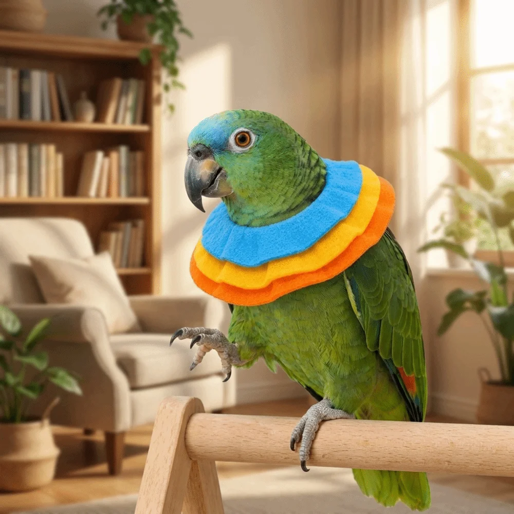 Anti-Bite Parrot Elizabethan Collar Breathable Soft Anti Lick Recovery Collar Comfortable Colorful Bird Protective Collar