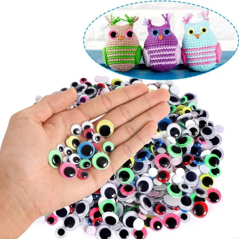 U6XC 200Pcs Wiggle Googly Eyes Self Adhesive Plastic Round Eyes Wobbly Eyes