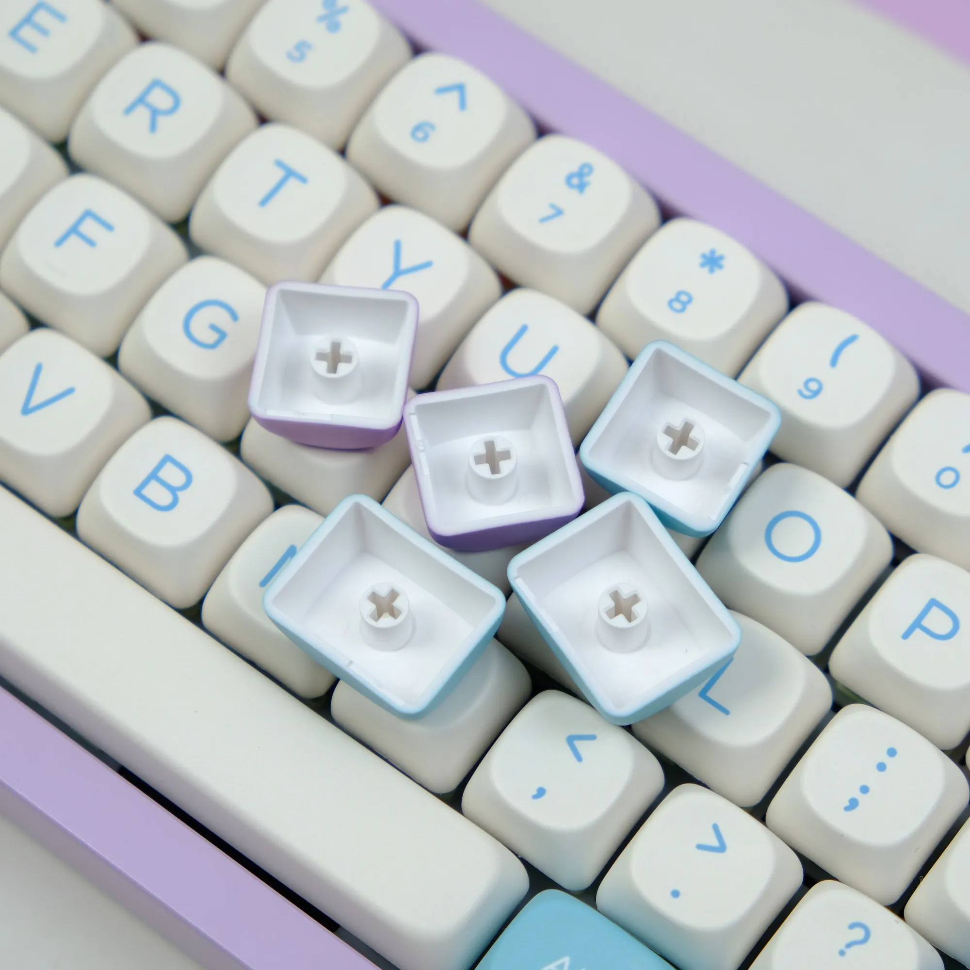 PBT Keycaps MOA Profile Fairy Mulan Dye Sub Keycap For Wooting Mechanical Keyboard Gaming White Pink Key Caps Minimalist Custom