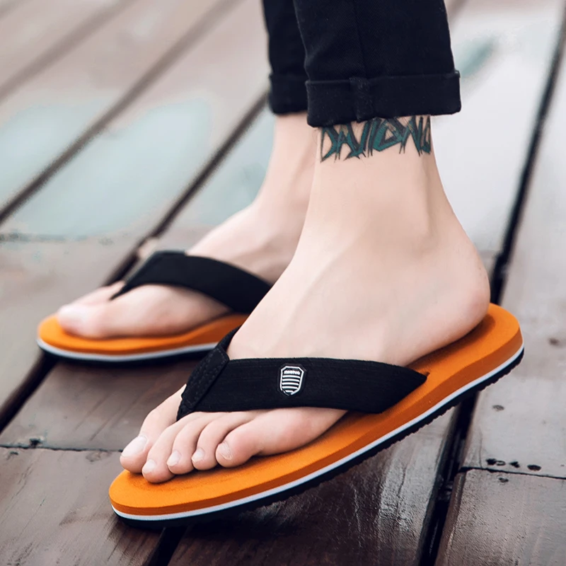 Big Size 38-48 Brand Hot Sale Flip Flops Men Summer Beach Slippers Men High quality Fashion Breathable Casual Men Slippers Black