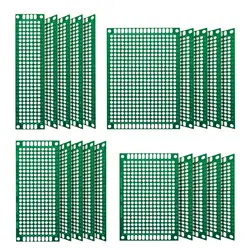 20 Pcs Double Sided PCB Board 2X8 3X7 4X6 5X7 Tinned Through Holes FR4 Prototype Kit Printed Circuit Universal Perfboard for DIY