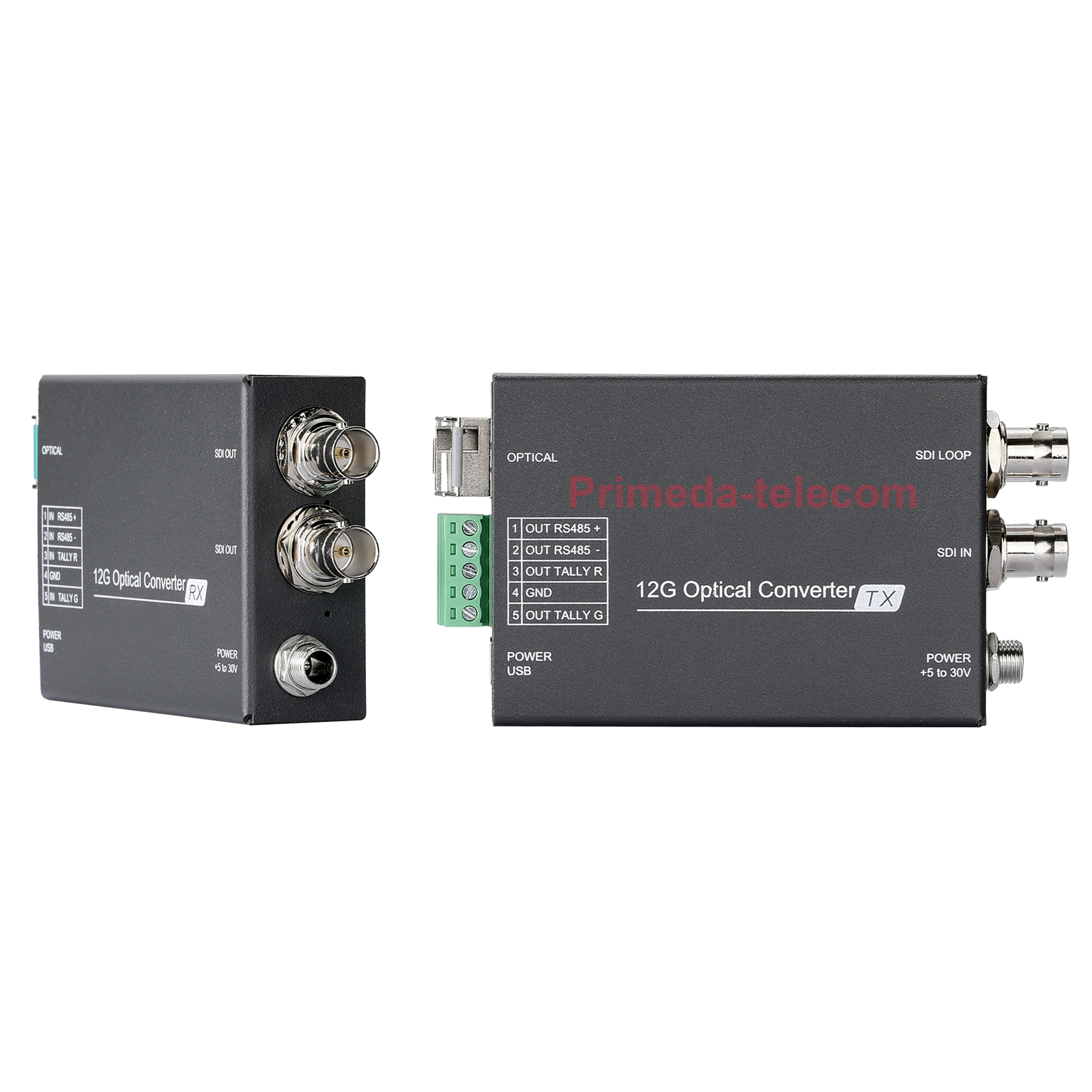 1x12G/3G-SDI Video /RS485/2xTally over Fiber Optic Converters Adapter LC SFP Singlemode Single Fiber up 10Km, No delay For UHDTV
